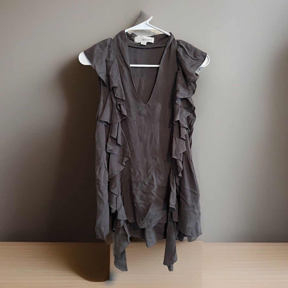 Alythea Womens Y2K Babydoll Top Size L Brown Fairy Grunge Whimsigoth Ruffle‎